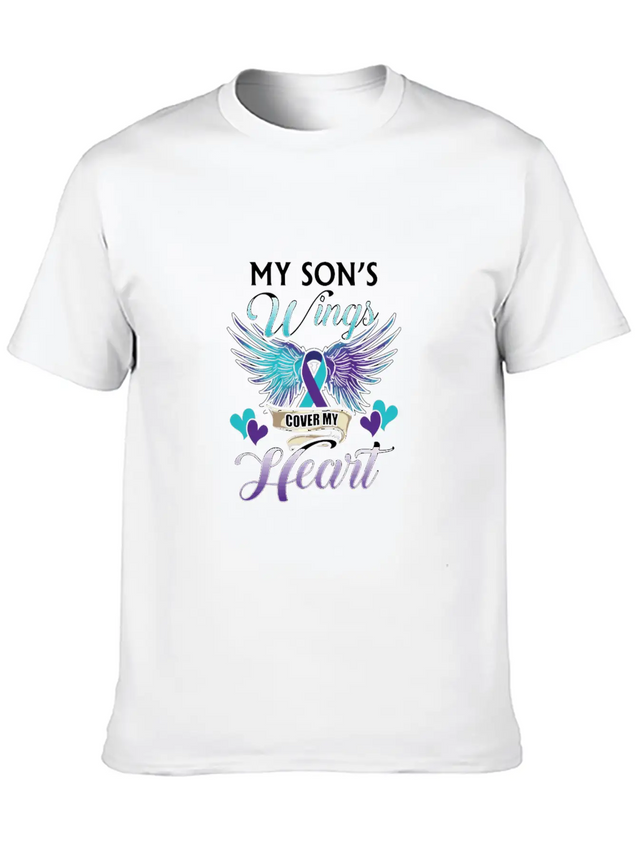 Suicide Memory Of Son Wings Cover Heart Lightweight Cotton T-Shirt – Daily Comfort Graphic Shirt