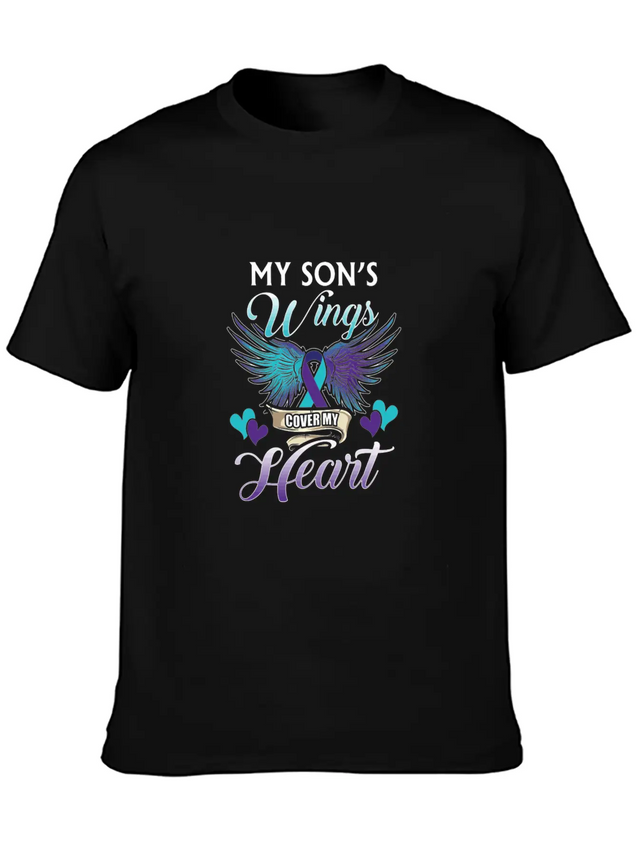 Suicide Memory Of Son Wings Cover Heart Lightweight Cotton T-Shirt – Daily Comfort Graphic Shirt