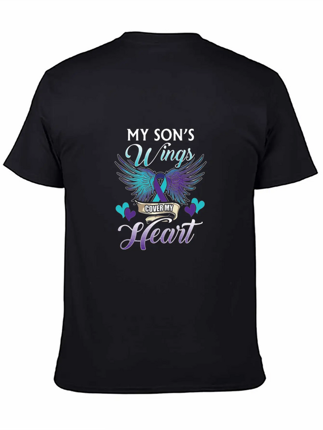 Suicide Memory Of Son Wings Cover Heart Lightweight Cotton T-Shirt – Daily Comfort Graphic Shirt