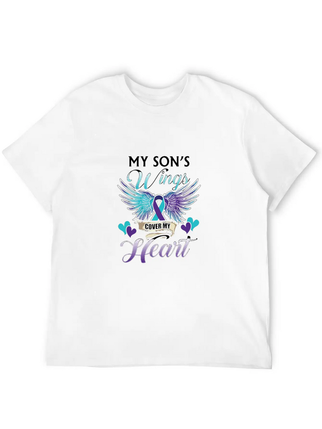Suicide Memory Of Son Wings Cover Heart Lightweight Cotton T-Shirt – Daily Comfort Graphic Shirt