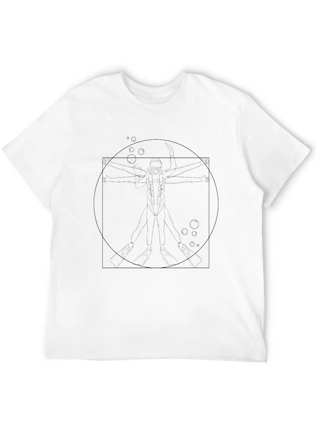 Sumbmarinista Vitruvian Man Scuba Diving Lightweight Cotton T-Shirt – Daily Comfort Graphic Shirt