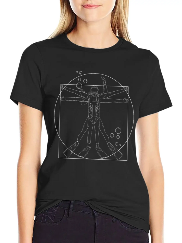 Sumbmarinista Vitruvian Man Scuba Diving Lightweight Cotton T-Shirt – Daily Comfort Graphic Shirt
