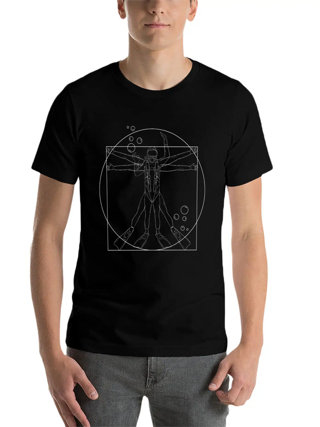 Sumbmarinista Vitruvian Man Scuba Diving Lightweight Cotton T-Shirt – Daily Comfort Graphic Shirt