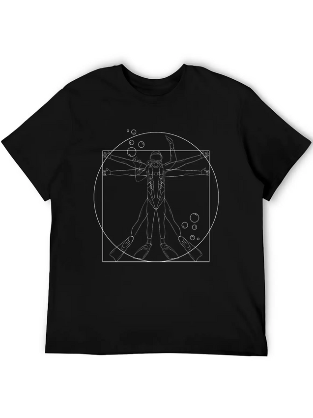 Sumbmarinista Vitruvian Man Scuba Diving Lightweight Cotton T-Shirt – Daily Comfort Graphic Shirt