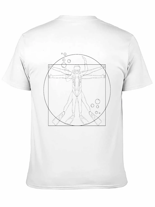 Sumbmarinista Vitruvian Man Scuba Diving Lightweight Cotton T-Shirt – Daily Comfort Graphic Shirt