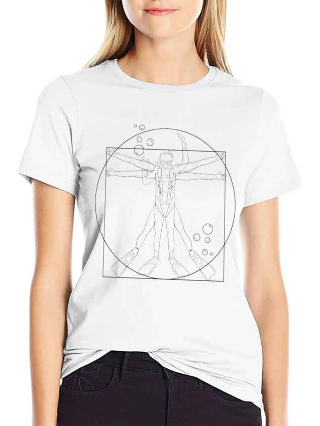 Sumbmarinista Vitruvian Man Scuba Diving Lightweight Cotton T-Shirt – Daily Comfort Graphic Shirt