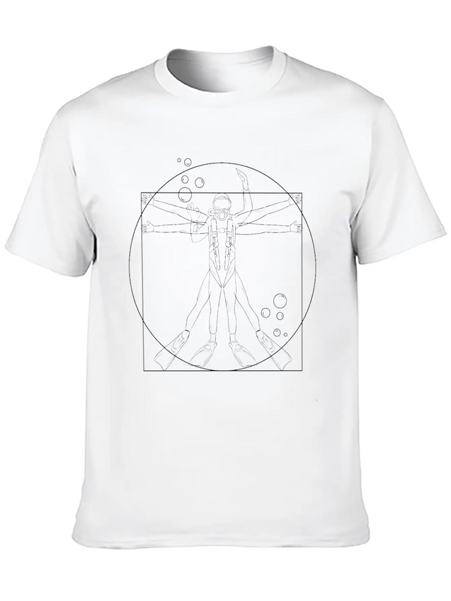 Sumbmarinista Vitruvian Man Scuba Diving Lightweight Cotton T-Shirt – Daily Comfort Graphic Shirt