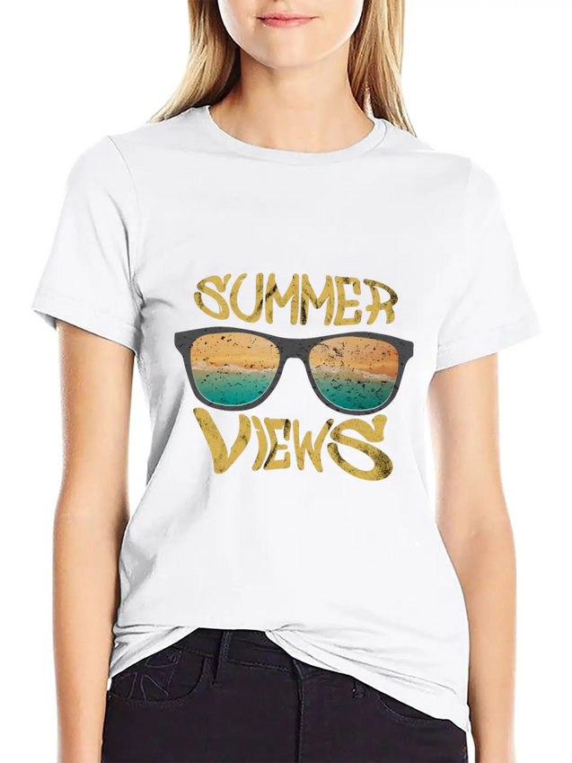 Summer Views Lightweight Cotton T-Shirt – Daily Comfort Graphic Shirt