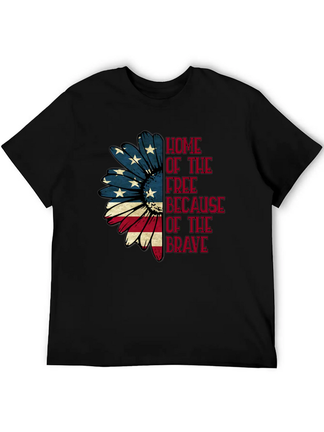 Sunflower American Pride Patriotic Saying USA Gift Lightweight Cotton T-Shirt – Daily Comfort Graphic Shirt