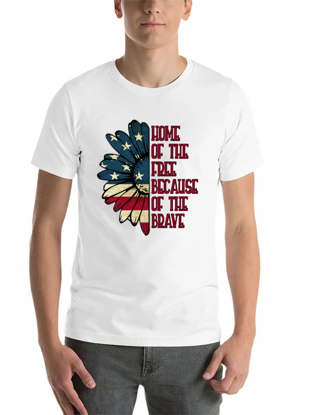 Sunflower American Pride Patriotic Saying USA Gift Lightweight Cotton T-Shirt – Daily Comfort Graphic Shirt