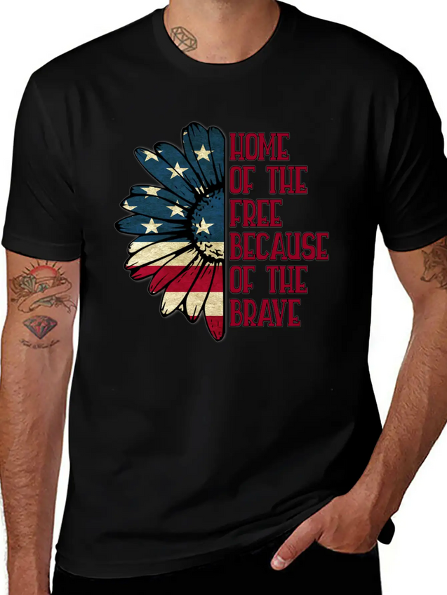 Sunflower American Pride Patriotic Saying USA Gift Lightweight Cotton T-Shirt – Daily Comfort Graphic Shirt