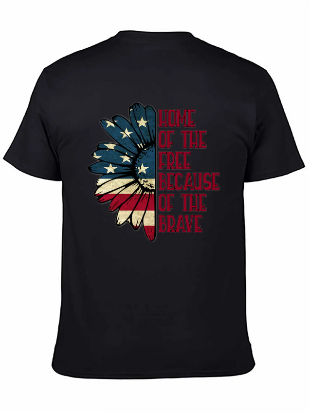 Sunflower American Pride Patriotic Saying USA Gift Lightweight Cotton T-Shirt – Daily Comfort Graphic Shirt