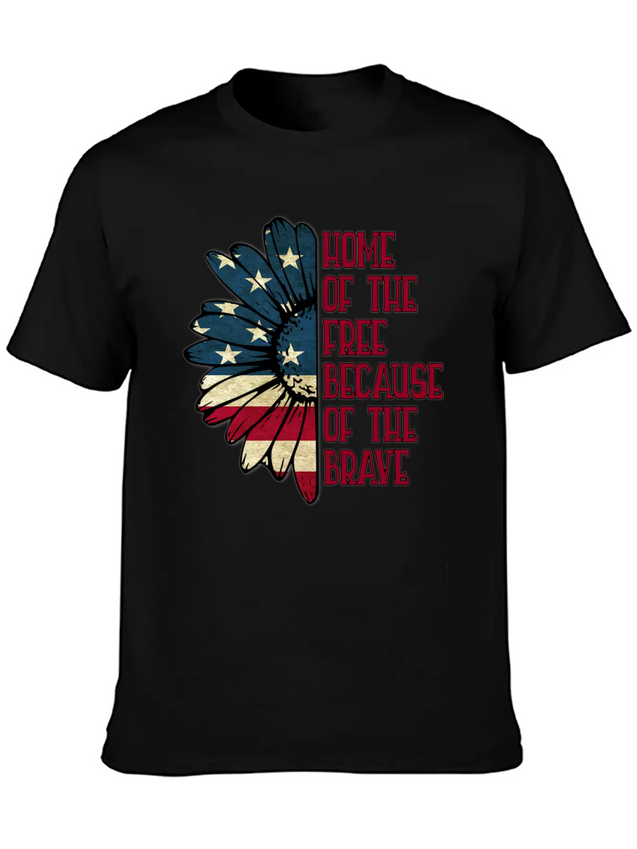 Sunflower American Pride Patriotic Saying USA Gift Lightweight Cotton T-Shirt – Daily Comfort Graphic Shirt