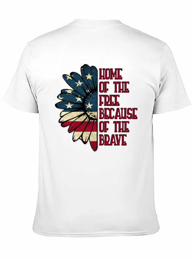 Sunflower American Pride Patriotic Saying USA Gift Lightweight Cotton T-Shirt – Daily Comfort Graphic Shirt