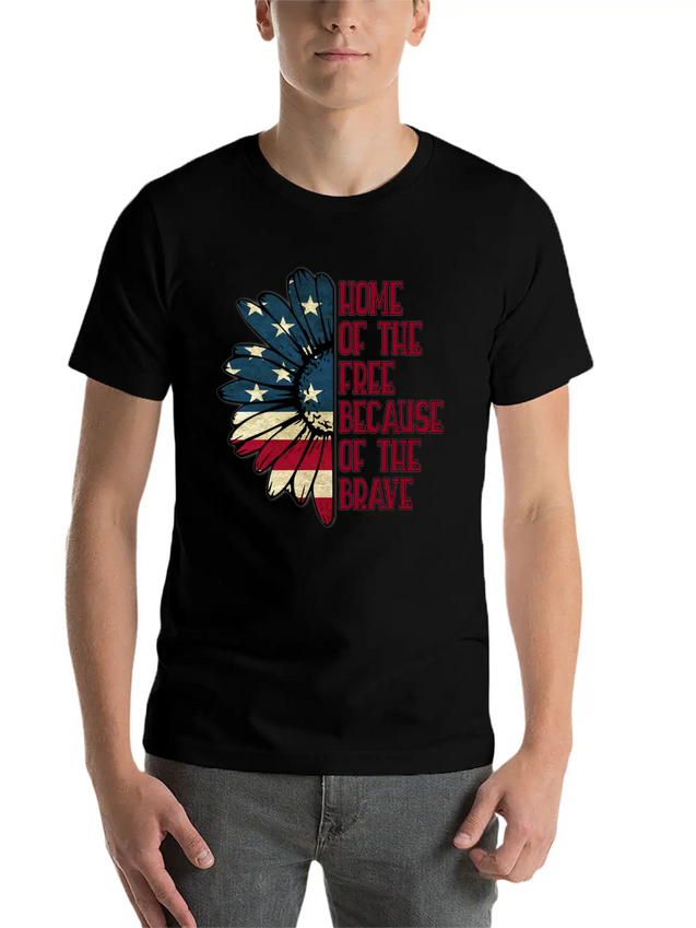 Sunflower American Pride Patriotic Saying USA Gift Lightweight Cotton T-Shirt – Daily Comfort Graphic Shirt
