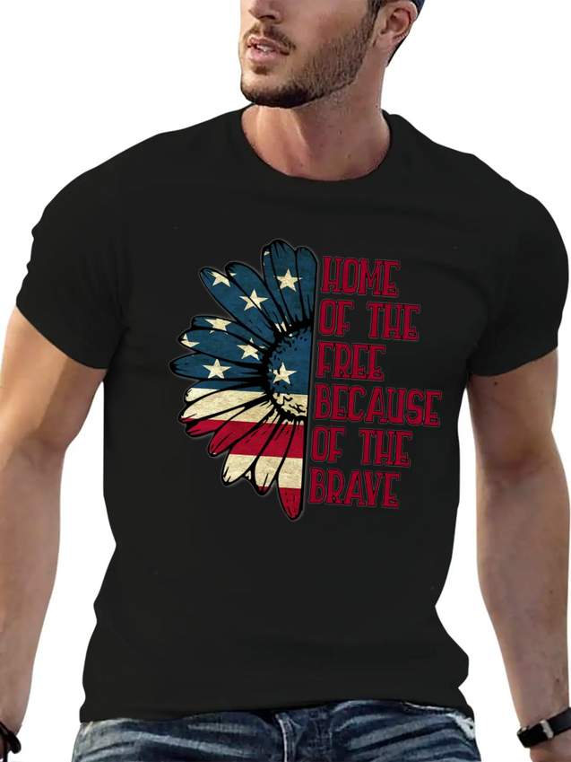 Sunflower American Pride Patriotic Saying USA Gift Lightweight Cotton T-Shirt – Daily Comfort Graphic Shirt