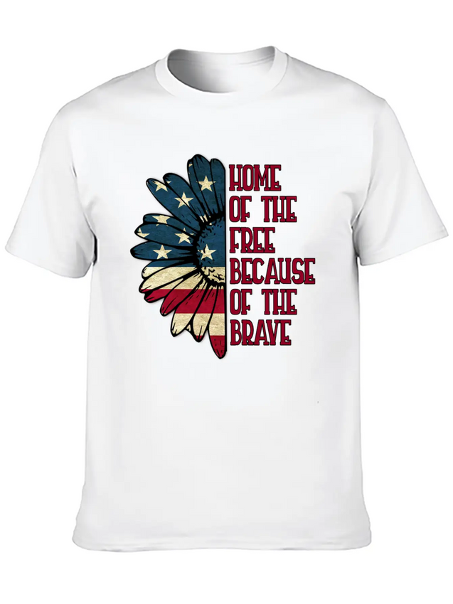 Sunflower American Pride Patriotic Saying USA Gift Lightweight Cotton T-Shirt – Daily Comfort Graphic Shirt