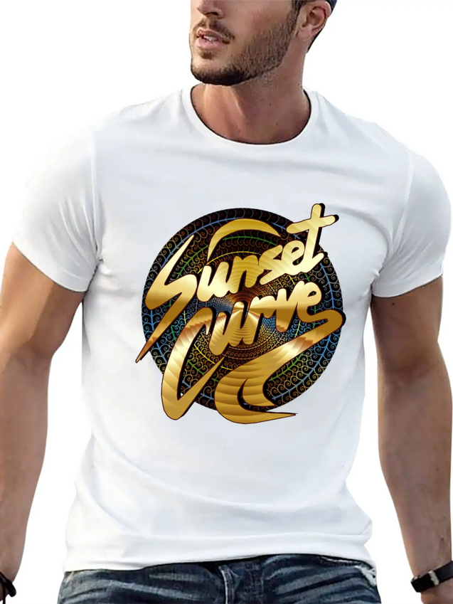 Sunset Curve, Sunset ,Curve, Sunset Curve Sunset Lightweight Cotton T-Shirt – Daily Comfort Graphic Shirt