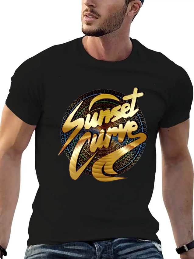 Sunset Curve, Sunset ,Curve, Sunset Curve Sunset Lightweight Cotton T-Shirt – Daily Comfort Graphic Shirt
