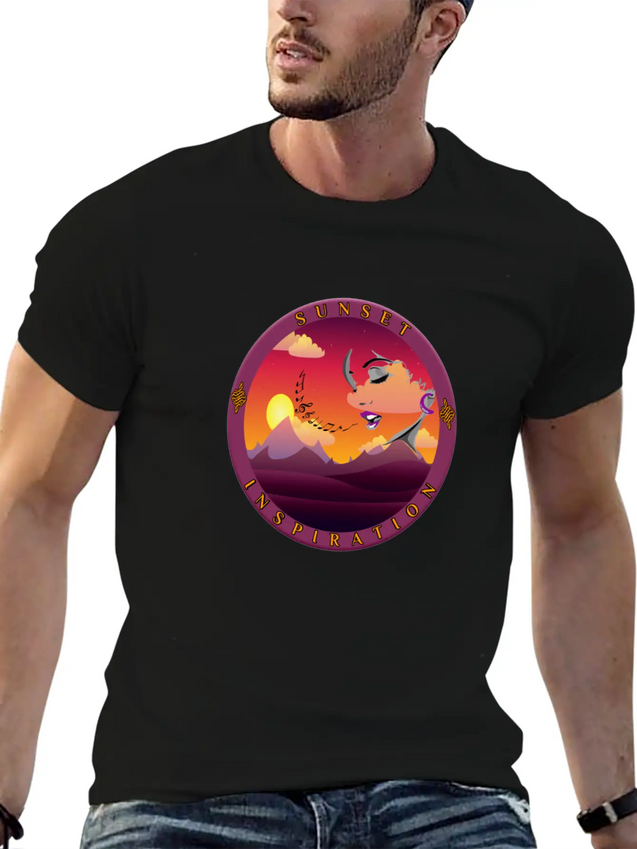 Sunset Inspiration Lightweight Cotton T-Shirt – Daily Comfort Graphic Shirt