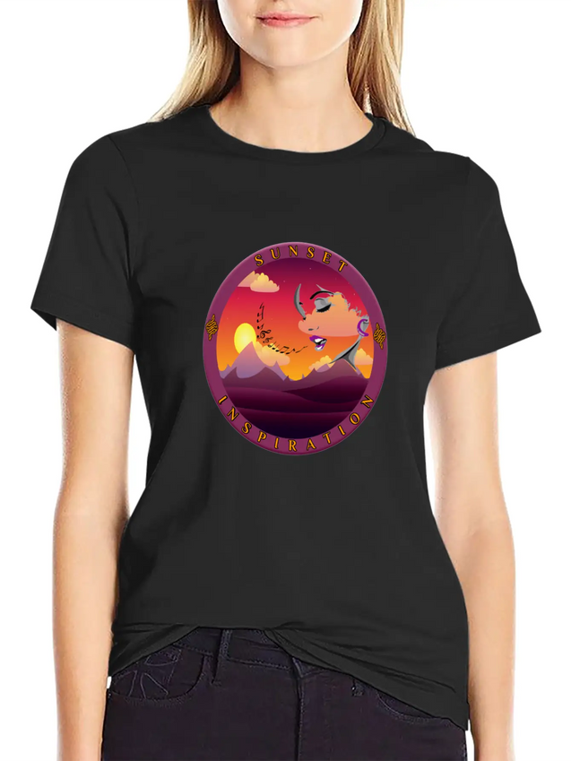 Sunset Inspiration Lightweight Cotton T-Shirt – Daily Comfort Graphic Shirt