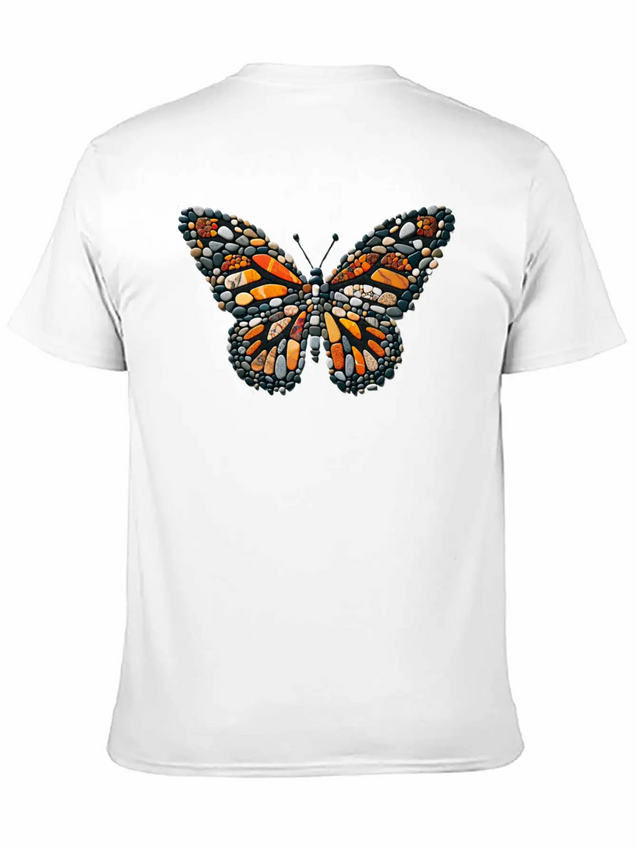 Sunset Mosaic Monarch Pebble Butterfly Lightweight Cotton T-Shirt – Daily Comfort Graphic Shirt