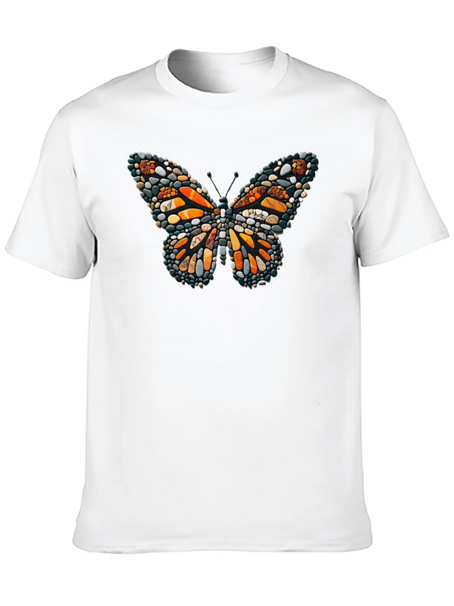 Sunset Mosaic Monarch Pebble Butterfly Lightweight Cotton T-Shirt – Daily Comfort Graphic Shirt