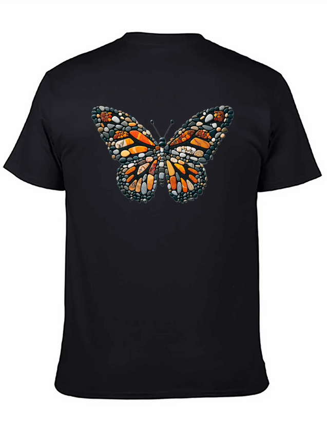 Sunset Mosaic Monarch Pebble Butterfly Lightweight Cotton T-Shirt – Daily Comfort Graphic Shirt