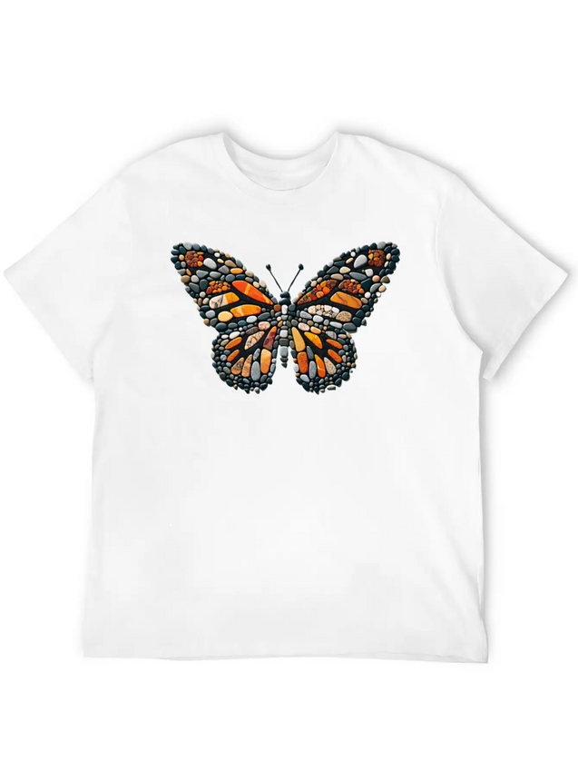 Sunset Mosaic Monarch Pebble Butterfly Lightweight Cotton T-Shirt – Daily Comfort Graphic Shirt