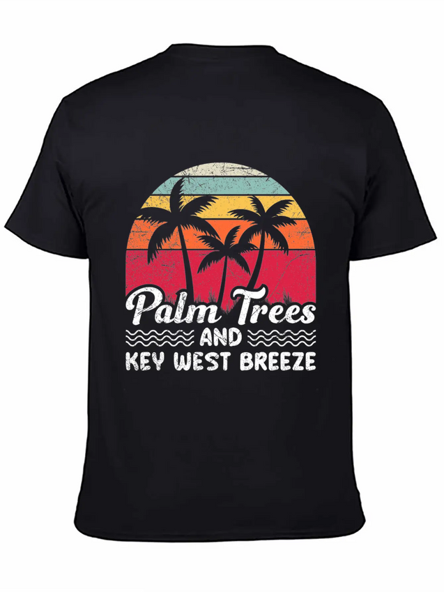 Sunshine-State PALM TREES AND KEY-WEST BREEZE Lightweight Cotton T-Shirt – Daily Comfort Graphic Shirt
