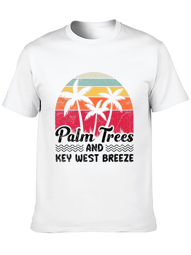 Sunshine-State PALM TREES AND KEY-WEST BREEZE Lightweight Cotton T-Shirt – Daily Comfort Graphic Shirt