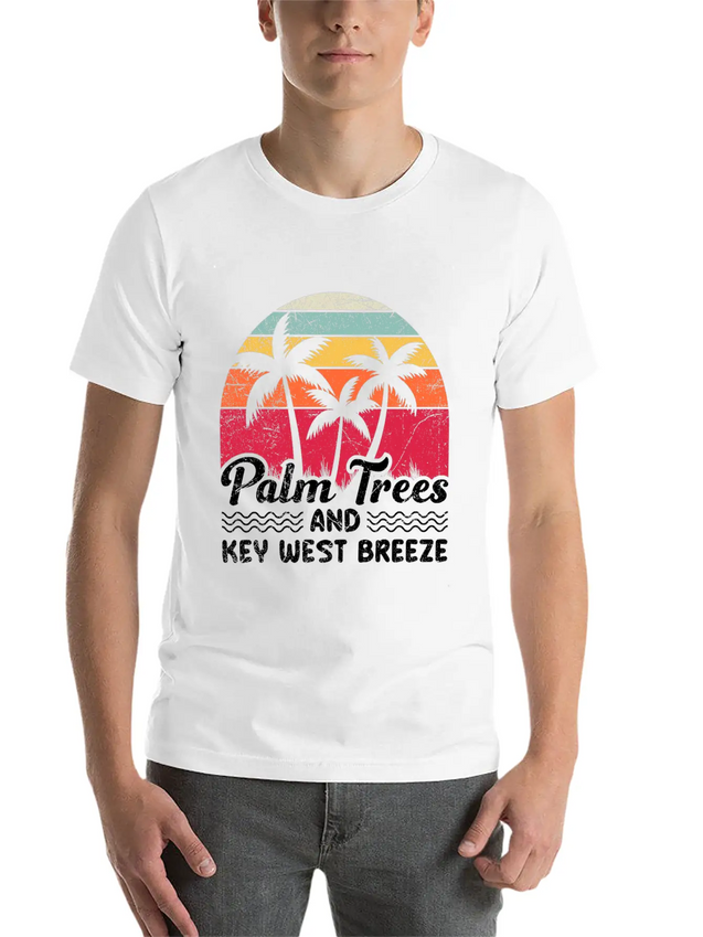 Sunshine-State PALM TREES AND KEY-WEST BREEZE Lightweight Cotton T-Shirt – Daily Comfort Graphic Shirt