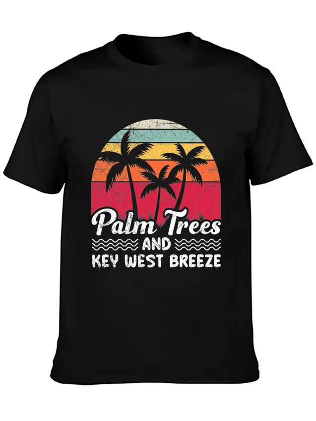 Sunshine-State PALM TREES AND KEY-WEST BREEZE Lightweight Cotton T-Shirt – Daily Comfort Graphic Shirt