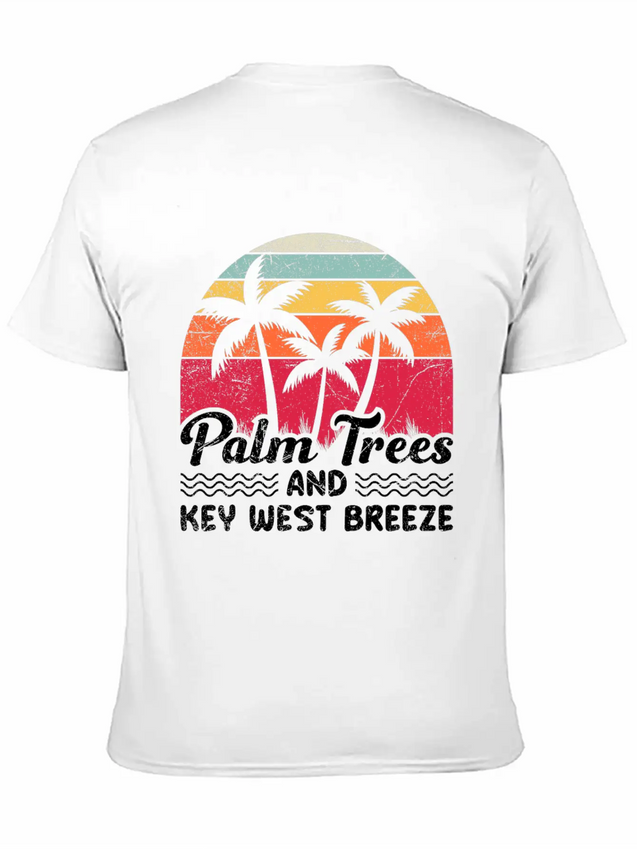 Sunshine-State PALM TREES AND KEY-WEST BREEZE Lightweight Cotton T-Shirt – Daily Comfort Graphic Shirt