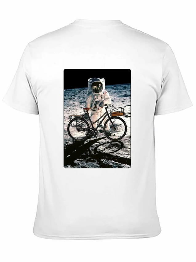 T-Shirt This Way It's Easy, Ride Bike On The Moon Lightweight Cotton T-Shirt – Daily Comfort Graphic Shirt