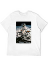 T-Shirt This Way It's Easy, Ride Bike On The Moon Lightweight Cotton T-Shirt – Daily Comfort Graphic Shirt