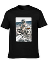 T-Shirt This Way It's Easy, Ride Bike On The Moon Lightweight Cotton T-Shirt – Daily Comfort Graphic Shirt