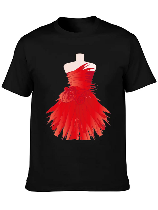 Tailor Bust With A Red Dress Made Of Brushstrokes Lightweight Cotton T-Shirt – Daily Comfort Graphic Shirt