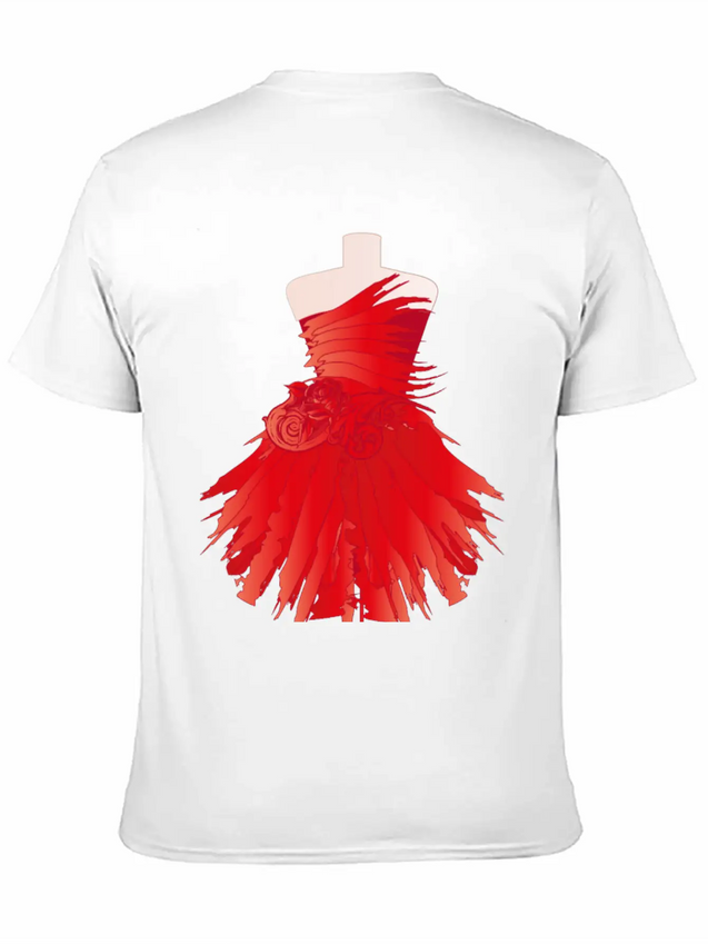 Tailor Bust With A Red Dress Made Of Brushstrokes Lightweight Cotton T-Shirt – Daily Comfort Graphic Shirt