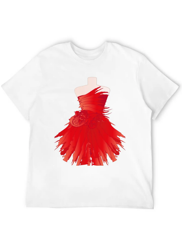 Tailor Bust With A Red Dress Made Of Brushstrokes Lightweight Cotton T-Shirt – Daily Comfort Graphic Shirt