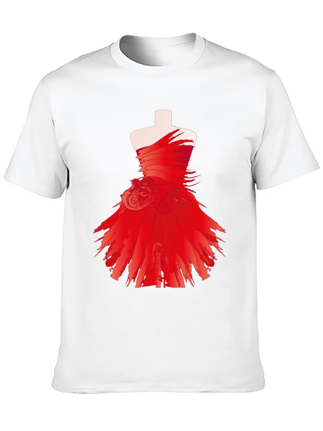Tailor Bust With A Red Dress Made Of Brushstrokes Lightweight Cotton T-Shirt – Daily Comfort Graphic Shirt