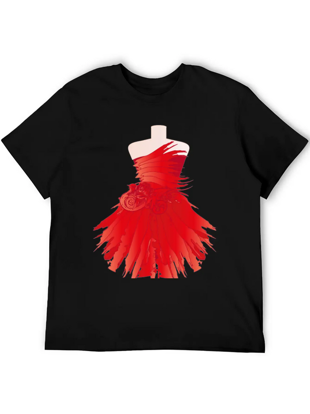 Tailor Bust With A Red Dress Made Of Brushstrokes Lightweight Cotton T-Shirt – Daily Comfort Graphic Shirt