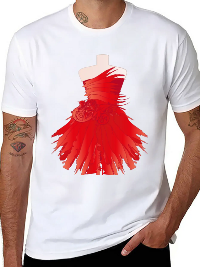 Tailor Bust With A Red Dress Made Of Brushstrokes Lightweight Cotton T-Shirt – Daily Comfort Graphic Shirt