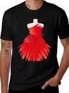 Tailor Bust With A Red Dress Made Of Brushstrokes Lightweight Cotton T-Shirt – Daily Comfort Graphic Shirt