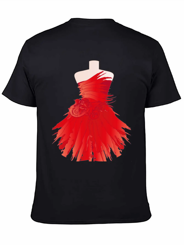 Tailor Bust With A Red Dress Made Of Brushstrokes Lightweight Cotton T-Shirt – Daily Comfort Graphic Shirt