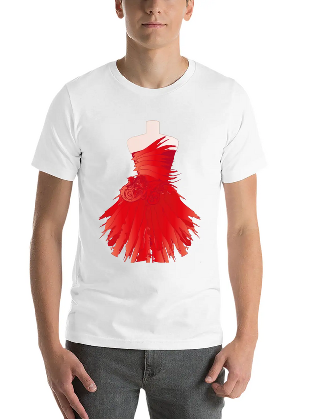 Tailor Bust With A Red Dress Made Of Brushstrokes Lightweight Cotton T-Shirt – Daily Comfort Graphic Shirt