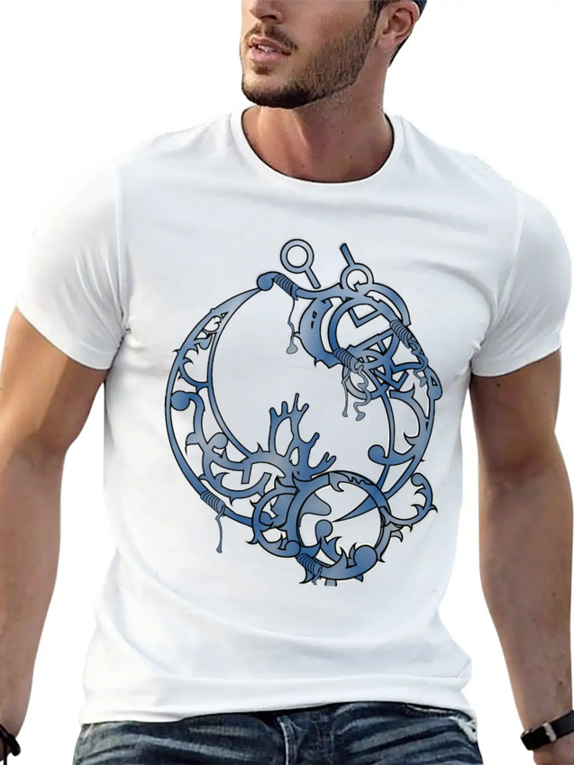 Tattoed Roots Blue Lightweight Cotton T-Shirt – Daily Comfort Graphic Shirt