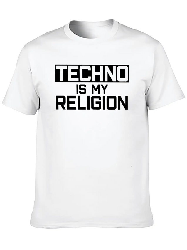 Techno Is My Religion Techno Music Lightweight Cotton T-Shirt – Daily Comfort Graphic Shirt
