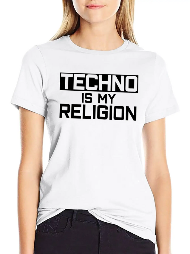 Techno Is My Religion Techno Music Lightweight Cotton T-Shirt – Daily Comfort Graphic Shirt