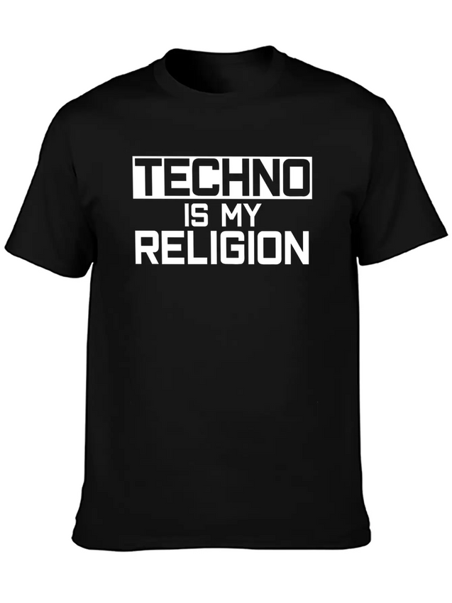 Techno Is My Religion Techno Music Lightweight Cotton T-Shirt – Daily Comfort Graphic Shirt